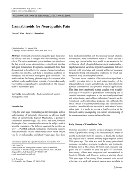 Cannabinoids for Neuropathic Pain