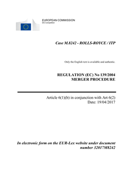 Rolls-Royce / Itp Regulation