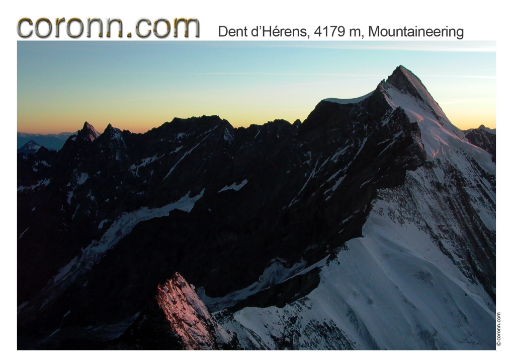 Mountaineering TOPOS to Dent D'hérens, 4179 M