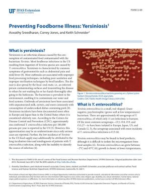 Preventing Foodborne Illness: Yersiniosis1 Aswathy Sreedharan, Correy Jones, and Keith Schneider2