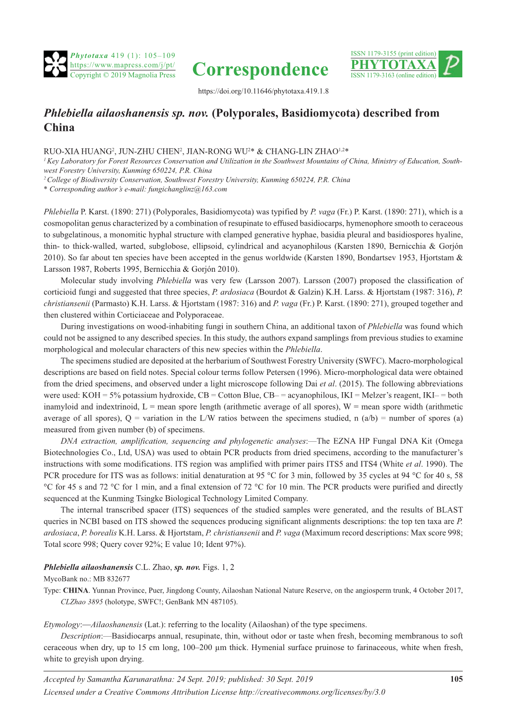 Polyporales, Basidiomycota) Described from China