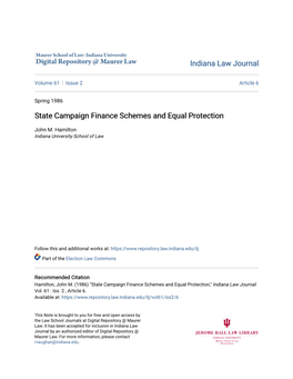 State Campaign Finance Schemes and Equal Protection
