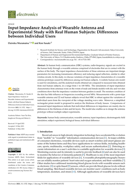 Input Impedance Analysis of Wearable Antenna and Experimental Study with Real Human Subjects: Differences Between Individual Users