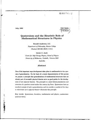 Quaternions and the Heuristic Role of Mathematical Structures in Physics