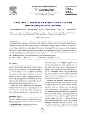 Cornus Mas L. Extract As a Multifunctional Material for Manufacturing Cosmetic Emulsions