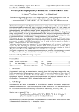 Providing a Heating Degree Days (Hdds) Atlas Across Iran Entire Zones