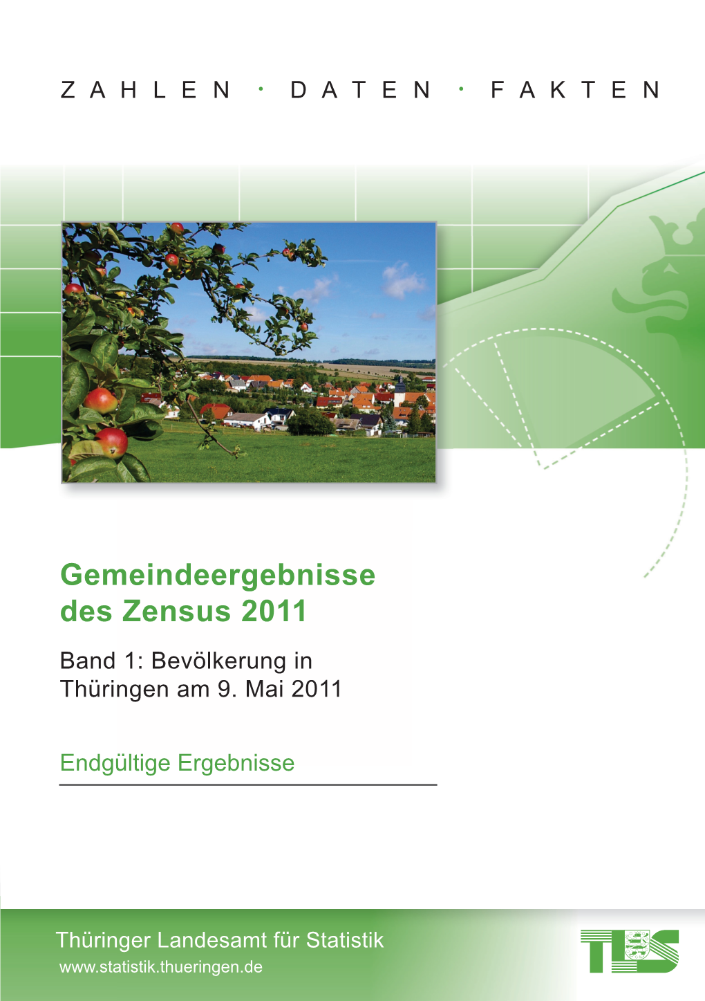Gemeindeergebnisse Des Zensus 2011 Band 1: Bevölkerung in Thüringen Am 9