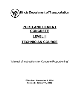 Portland Cement Concrete Level II Course Manual