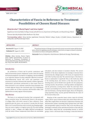 Characteristics of Fascia in Reference to Treatment Possibilities of Chosen Hand Diseases
