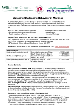 Managing Challenging Behaviour in Meetings