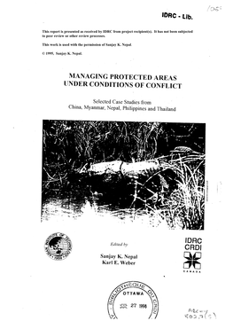 Managing Protected Areas Under Conditions of Conflict