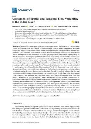 Assessment of Spatial and Temporal Flow Variability of the Indus River