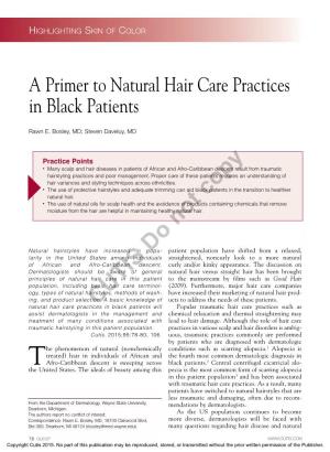 A Primer to Natural Hair Care Practices in Black Patients