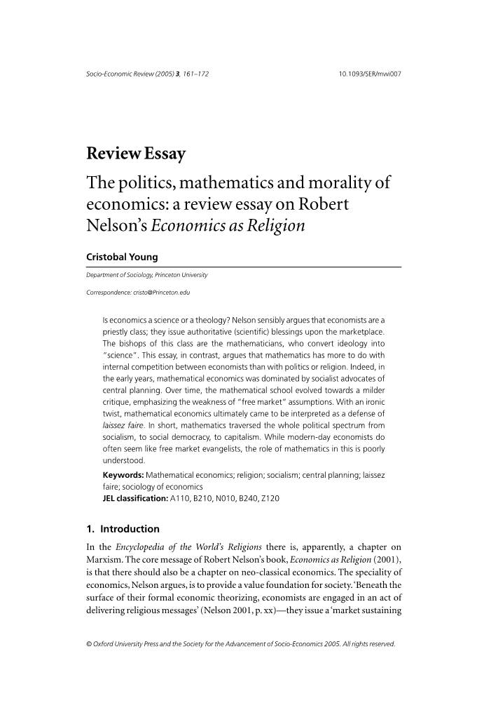 A Review Essay on Robert Nelson's Economics As Religion