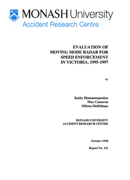 Evaluation of Moving Mode Radar for Speed Enforcement in Victoria, 1995-1997