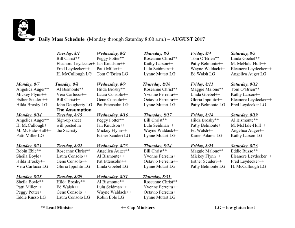 Daily Mass Schedule