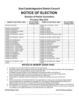 Notice of Election – Parish Council
