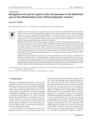 Manganese-Rich Garnet–Quartz Rocks and Gneisses in the Bohemian Part of the Moldanubian Zone: Lithostratigraphic Markers