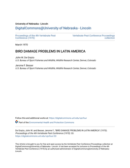 Bird Damage Problems in Latin America