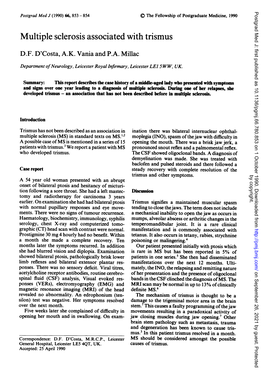 Multiplesclerosis Associated with Trismus