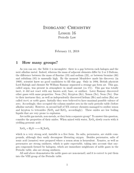 Inorganic Chemistry Lesson 16 Periodic Law