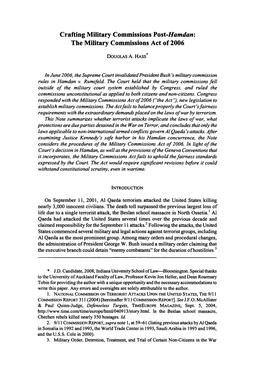 Crafting Military Commissions Post-Hamdan: the Military Commissions Act of 2006