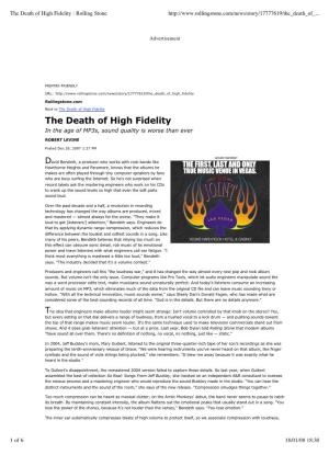 The Death of High Fidelity : Rolling Stone