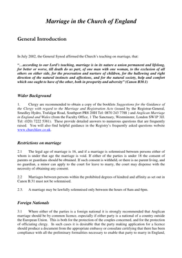 Marriage in the Church of England