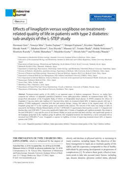 Effects of Linagliptin Versus Voglibose on Treatment- Related Quality of Life in Patients with Type 2 Diabetes: Sub-Analysis of the L-STEP Study