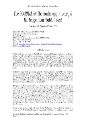 The JOURNAL of the Radiology History & Heritage Charitable Trust