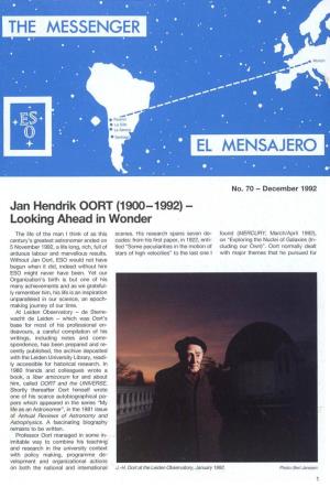 Jan Hendrik OORT (1900-1992) Looking Ahead in Wonder