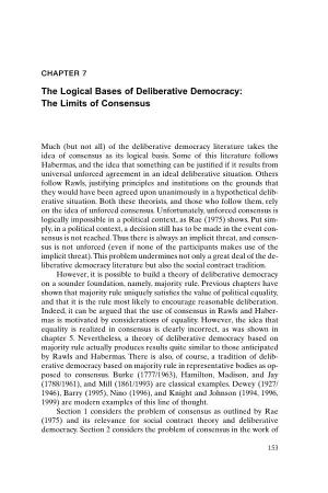Chapter 7: the Logical Bases of Deliberative Democracy: the Limits of Consensus