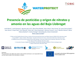 Presencia De Pesticidas Y Origen De Nitratos Y Amonio En Las Aguas Del Bajo Llobregat