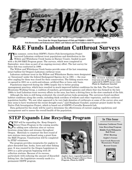 R&E Funds Lahontan Cutthroat Surveys
