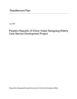 Resettlement Plan People's Republic of China: Hubei Xiangyang Elderly