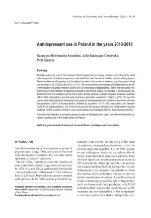 Antidepressant Use in Poland in the Years 2010-2018