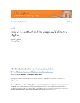 Samuel L. Southard and the Origins of Gibbons V. Ogden Michael J