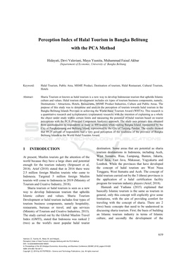 Perception Index of Halal Tourism in Bangka Belitung with the PCA Method