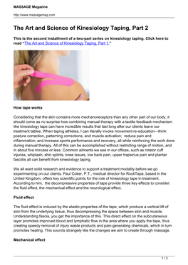 The Art and Science of Kinesiology Taping, Part 2