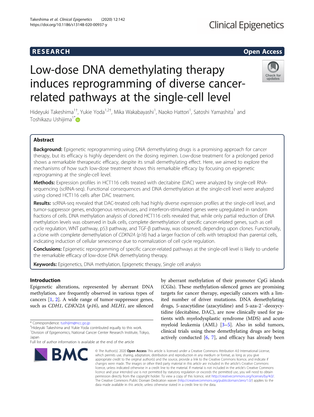 Low-Dose DNA Demethylating Therapy Induces Reprogramming of Diverse