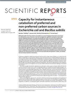 Capacity for Instantaneous Catabolism of Preferred and Non-Preferred
