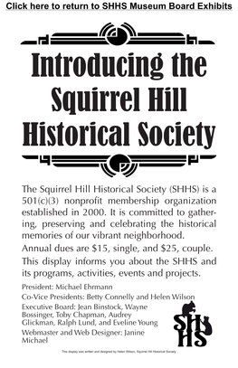 The Squirrel Hill Historical Society