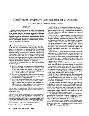 1990) Classification, Properties, and Management of Aridisols (JNRLSE
