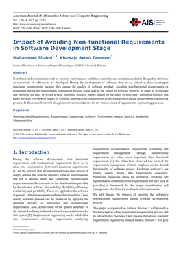 Impact of Avoiding Non-Functional Requirements in Software Development Stage