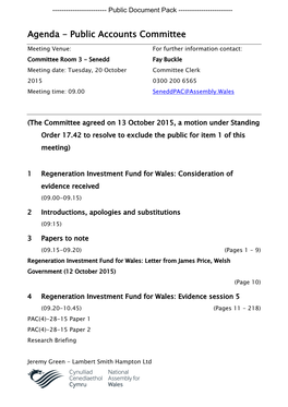 (Public Pack)Agenda Document for Public Accounts Committee, 20/10