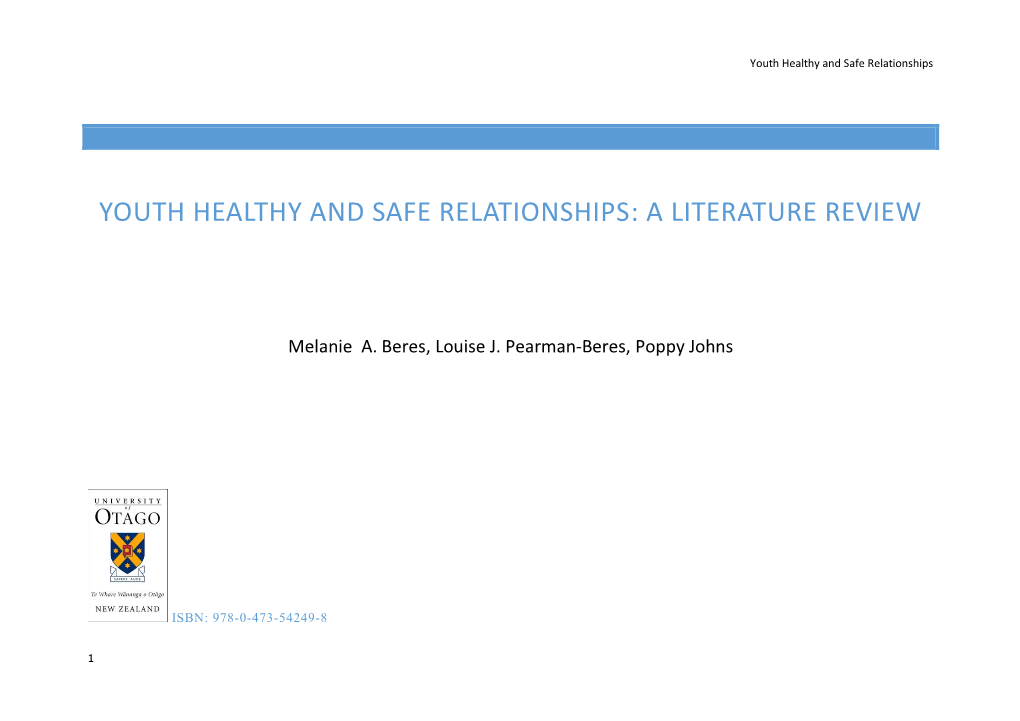 Youth Healthy and Safe Relationships: a Literature Review