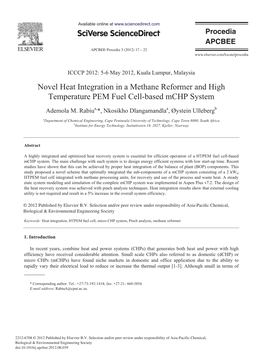 Novel Heat Integration in a Methane Reformer and High Temperature PEM Fuel Cell-Based Mchp System
