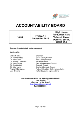 SELEP Accountability Board Agenda Pack 14Th September 2018