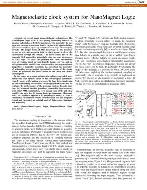 Magnetoelastic Clock System for Nanomagnet Logic Marco Vacca, Mariagrazia Graziano, Member IEEE, L