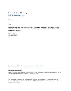 Identifying the Potential Environmental Impacts of Engineered Nanomaterials
